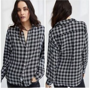 Frank & Eileen button front shift the Eileen black plaid luxury minimalist sz sm
